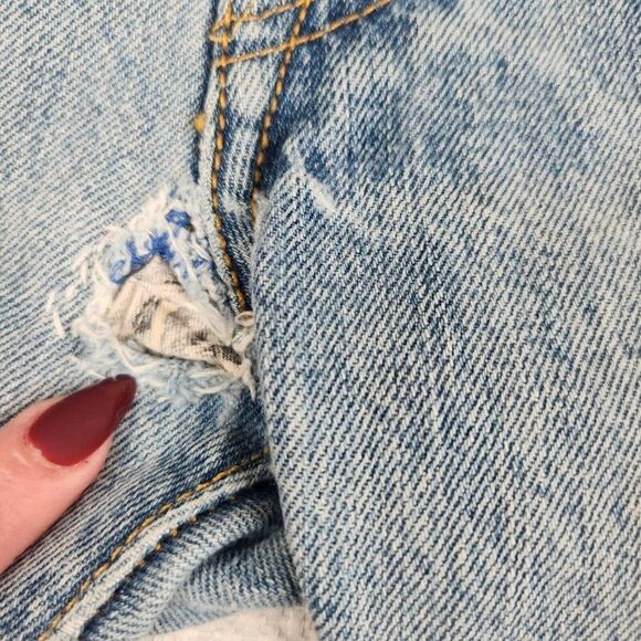 Levi's 501 Button Fly Cut Off Jean Shorts Mens 31 Blue Denim Upcycled Destroyed - Picture 10 of 11